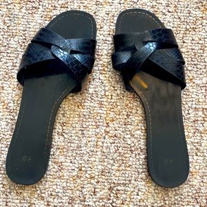 Black Textured Sandals